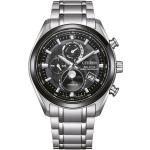 Schwarze 10 Bar wasserdichte Wasserdichte Armbanduhren aus Titan mit Chronograph-Zifferblatt mit Saphir mit Funksteuerung mit Saphirglas-Uhrenglas 