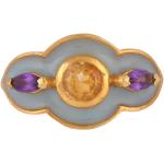 Silberne Art Deco Citrin Ringe aus Gold 14 Karat mit Citrin 