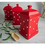 Rote Keksdosen & Gebäckdosen aus Keramik mit Deckel 3-teilig 