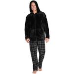 Schwarze Pyjamas lang mit Reißverschluss aus Polyester für Herren Größe XXL 2-teilig 