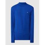 Reduzierte Royalblaue Langärmelige Calvin Klein CK Rollkragen Herrenpoloshirts & Herrenpolohemden aus Baumwolle Größe M 