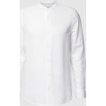 Weiße Unifarbene Calvin Klein CK Stehkragen Stehkragenhemden aus Leinen für Herren Größe M 