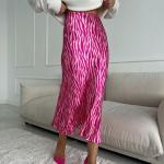 Rosa Midi Druckröcke aus Polyester maschinenwaschbar für Damen Größe L 
