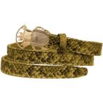 Khakifarbene Claris Virot Ledergürtel mit Schnalle aus Schlangenleder für Damen Größe M für den für den Winter 