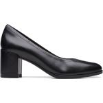 Schwarze Elegante Clarks Damenpumps ohne Verschluss aus Leder Größe 35,5 mit Absatzhöhe 5cm bis 7cm 