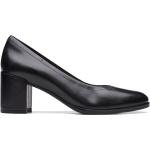 Schwarze Elegante Clarks Damenpumps ohne Verschluss aus Leder Größe 41,5 mit Absatzhöhe 5cm bis 7cm 