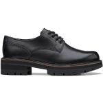 Schwarze Business Clarks Derby Schuhe mit Schnürsenkel aus Leder für Damen Größe 41 