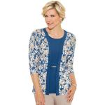 Blaue 3/4-ärmelige Classic Rundhals-Ausschnitt 2 in 1 Shirts aus Polyester für Damen Größe XXL 