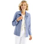 Blaue Unifarbene Classic Kunstlederjacken mit Reißverschluss aus Polyester mit Kapuze für Damen Größe XXL 