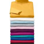 Rosa Langärmelige Classic Rollkragen T-Shirts aus Baumwolle für Damen Größe XXL 