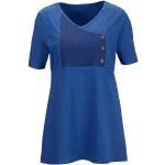 Blaue Kurzärmelige Classic Rundhals-Ausschnitt T-Shirts aus Baumwolle für Damen Größe XXL 1-teilig 