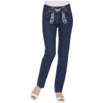 Dunkelblaue Bestickte Classic Jeans mit Stickerei mit Reißverschluss aus Baumwolle für Damen Größe XXL 