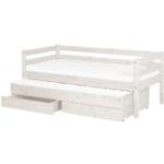 Weiße FLEXA Ausziehbetten & Tandembetten aus Massivholz mit Schublade 90x200 