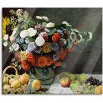 Claude Monet - Stillleben mit Blumen und Früchten Herdabdeckplatte & Spritzschutz aus Echtglas | Für Herd-Kochfelder | 60x52 cm