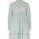 Hellgrüne Langärmelige Claudie Pierlot Schößchen-Kleider aus Baumwolle für Damen Größe XS 