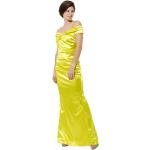 Gelbe Kurzärmelige Mini Kurze Abendkleider aus Satin für Damen Größe S 
