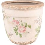 Rosa Blumenmuster Clayre & Eef Runde Pflanzkübel & Blumentöpfe aus Keramik Indoor 