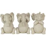 Graue Clayre & Eef Elefanten Figuren aus Kunststein 3-teilig Ostern 