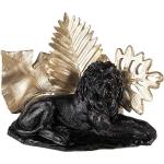 Clayre & Eef Figur Löwe 16 cm Schwarz Goldfarbig Polyresin
