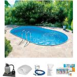 Reduzierte Blaue CLEAR POOL Ovale Poolsets & Pool Komplettsets aus PVC mit Sandfilter 6-teilig 