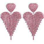 Rosa Strass Ohrringe aus Kristall mit Strass für Damen zur Hochzeit 
