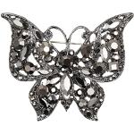 Nickelfreie Schwarze Vintage Schmetterling Broschen mit Insekten-Motiv aus Kristall mit Strass für Damen zum Muttertag 