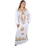 Cleopatra Pharao Kostüm Damen-Kaftan Faschingskostüm Karnevalskostüm Ägypterin Farbe: weiß (60-62 (4XL))