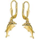 Goldene Elegante Clever Schmuck Delfin Ohrringe mit Delfinmotiv matt aus Gold für Kinder 