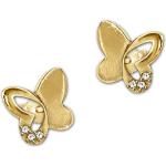 Goldene Elegante Clever Schmuck Schmetterling Ohrringe mit Insekten-Motiv Matte aus Gold mit Zirkonia für Damen 