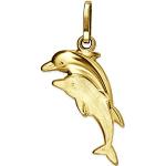 Goldene Elegante Clever Schmuck Tieranhänger mit Delfinmotiv matt aus Gold für Damen 