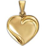 Goldene Motiv Elegante Clever Schmuck Herzanhänger mit Herz-Motiv glänzend aus Gold für Damen zum Valentinstag 