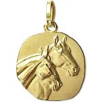 Goldene Elegante Clever Schmuck Tieranhänger mit Pferdemotiv matt aus Gold für Damen 