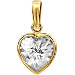 Goldene Elegante Clever Schmuck Herzanhänger vergoldet aus Kristall mit Zirkonia für Damen zum Valentinstag 