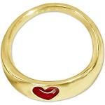 Goldene Clever Schmuck Runde Taufringe mit Herz-Motiv glänzend aus Emaille für Damen 