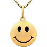 Schwarze Clever Schmuck Emoji Smiley Damenhalsketten & Damenhalsschmuck matt aus Gold 