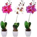 Pinke Künstliche Orchideen im Topf 3-teilig 