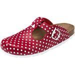 CLINIC DRESS Clog - Clogs Damen bunt. Schuhe für Krankenschwestern, Ärzte oder Pflegekräfte rot/weiß, gepunktet, Polka Dots 38