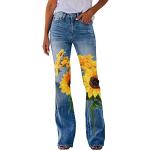 Gelbe Bestickte Jeans mit Stickerei aus Denim für Damen Größe M 
