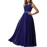 Royalblaue Bestickte Elegante Ärmellose Maxi Lange Abendkleider aus Chiffon für Damen Größe XS für die Braut 
