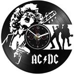 Schwarze Vintage AC/DC Schallplattenuhren 