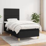 Schwarze vidaXL Betten mit Matratze aus Stoff höhenverstellbar 90x190 