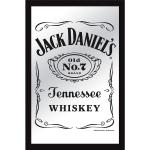 Close Up - Jack Daniel's XL Spiegel New Jack Bedruckter Spiegel mit schwarzem Kunststoffrahmen in Holzoptik.