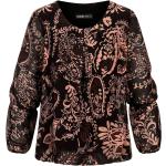 Schwarze Blumenmuster Langärmelige Transparente Blusen & durchsichtige Blusen aus Polyester für Damen Größe XXL 