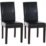 Dunkelbraune CLP Trading Esszimmerstühle ohne Armlehne aus Kunstleder gepolstert Breite 0-50cm, Höhe 0-50cm, Tiefe 0-50cm 2-teilig 
