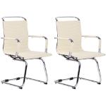 Cremefarbene Moderne CLP Trading Freischwinger Stühle mit Armlehne Breite 50-100cm, Höhe 0-50cm, Tiefe 0-50cm 2-teilig 