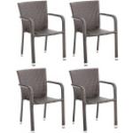 Braune CLP Trading Polyrattan Gartenstühle aus Polyrattan stapelbar Breite 0-50cm, Höhe 0-50cm, Tiefe 0-50cm 4-teilig 