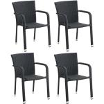 Schwarze CLP Trading Polyrattan Gartenstühle aus Polyrattan Outdoor Breite 0-50cm, Höhe 0-50cm, Tiefe 0-50cm 4-teilig 