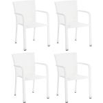 Weiße CLP Trading Polyrattan Gartenstühle aus Polyrattan Outdoor Breite 0-50cm, Höhe 0-50cm, Tiefe 0-50cm 4-teilig 