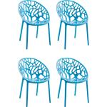 Blaue Moderne CLP Trading Gartenstühle & Balkonstühle aus Polyrattan stapelbar Breite 0-50cm, Höhe 0-50cm 4-teilig 