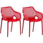 Rote CLP Trading Air Gartenstühle & Balkonstühle aus Polyrattan stapelbar 2-teilig 